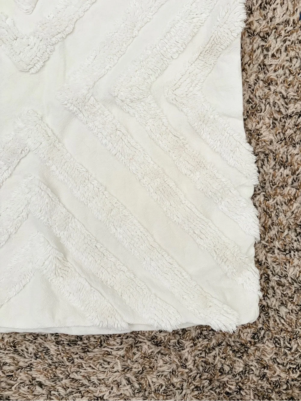 DKNY Cream Chevron Textured Throw Pillow Cover